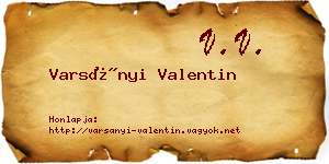 Varsányi Valentin névjegykártya